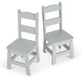 Melissa & Doug Wooden Chairs, Set of 2 – Gray Furniture for Playroom – Kids Wooden Chairs, Children’s Wooden Playroom Furniture