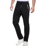 ZOXOZ Pantaloni Sportivi Uomo Cotone Pantaloni da Jogging Sportivo Pantaloni di Tuta Slim Fit con Tasche Zip Nero M