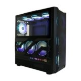 LC-Power Gaming Case Gaming 900B Lumaxx Gloom – ATX Midi Tower con pannello frontale in rete, 12 ventole, 3 slot PCI verticali, fino a 6 dischi, pannello I/O con USB-A e tasto di scelta colore