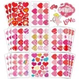 Heart Stickers for Kids, Valentines Day Colorful Heart Stickers Valentine’s Day Love Decorative Stickers Valentine’s Day Party Favors Supplies