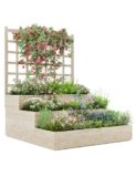 GarveeHome 3-Tier Raised Garden Bed with Trellis, Wooden Vertical Planters Bed with Open-Ended Base for Climbing Plants Vines Flower Herb Vegetable Fruit, Outdoor Planter Boxes for Patio Yard Lawn