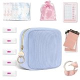 Porta Assorbenti da Borsa Set con Prodotti Mestruazioni Regalo Ragazza Adolescenti Sacchetti Bustina Portaassorbenti Igienici Pochette Piccola Porta-assorbenti Interni Donna Tampons Portatile(Blu)