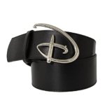 Buckle-Down Men’s Logo Silver Cast, Black Vegan Leather Belt, Disney Signature D, 2.75″ Wide-Fits-27-37 Inches, (CB-WDY688-2.75-S)