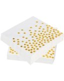 60 Pezzi Tovaglioli Puntini Dorati, Tovaglioli Di Carta Laminati Dorati A 3 Strati, Tovaglioli Bianchi Per Feste Decorative, Compleanni, Matrimoni E Feste (33×33 cm)