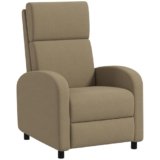HOMCOM Poltrona Relax Reclinabile Manuale 160° con Poggiapiedi, Poltroncina Reclinabile Imbottita Ergonomica in Tessuto Effetto Lino per Camera da Letto, Ufficio, Salotto e Soggiorno, Beige