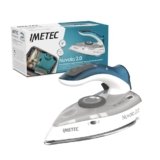 Imetec Nuvola 2.0 – Ferro da Stiro da Viaggio a Vapore – Piastra in Acciaio Inox – 1000 Watt – Compatto e leggero – Manico pieghevole – Custodia da Viaggio – Doppio Voltaggio – Colpo vapore 80 g