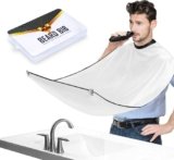 Beard Bib Apron, Beard Trimming Catcher for Men Shaving Hair Clippings Non-Stick Waterproof Grooming Cloth with 3 Suction Cups & A Box Valentines Gifts for Men Him Boyfriend(White)