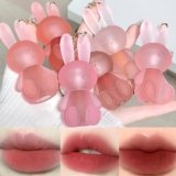6 colori set rossetto liquido opaco, carino coniglio Lip Glaze 2 in 1 portachiavi Lip Gloss Lip Stain non Stick Cup lunga durata Lip Clay carino trucco labbra per le ragazze