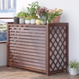 SeraphicCharm Copri Condizionatore da Esterno Legno Copricondizionatore per Esterno Legno Anti-Corrosione Copertura Condizionatore Esterno Legno Scaffale per Piante da Balcone(86x35x80cm)