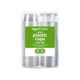 Amazon Basics Disposable Plastic To-Go Cups and Lids, Mini, 2oz, 50 Count