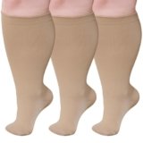 PUTUO Calze a Compressione Graduata da Uomo: Calzini a Compressione Gambaletti Donna Calze Contenitivi Taglie Forti per Corsa Viaggi Gravidanza Viaggi in Aereo beige 3XL 3 Paia