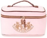 Juicy Couture Pink Makeup Bag Cosmetics Organizer Travel Essentials Train Case Gold Terroir Dog Rhinestone Crown Velour