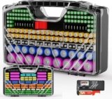 YCTYIYAO Battery Organizer Storage Holder Box Case with Tester – 285 Batteries Double-Sided Variety Pack, Holds AA AAA 4A C D Cell 9V 3V Lithium LR44 CR2 CR123 CR1632 18650 Button