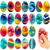 SingingWang 24 pcs Uova di Pasqua Decorative, Uova Pasqua, Palline Antistress, PU, per Decorazioni Pasquali, Regalo di Pasqua (C)