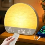 JONRRYIN Sveglia Alba, Sveglia Luminosa Alba Macchina-Altoparlante Bluetooth, Doppio Allarme, Orologio Dimmerabile, Ricarica USB, Snooze, 37 Suoni Di Sonno, 15 Colori, Timer, Chi Dorme Luce Notturna