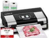 FRESKO Automatica Macchina Sottovuoto Alimenti, 140 Watt, Macchina Sottovuoto a Mani Libere, Rilevamento Secco/Umido, Borsa per 2 Rotoli, Taglierina Incorporata e Custodia per Borsa (AutoMax V8)