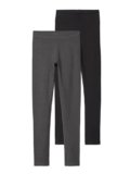 Name IT NKFVIVIAN 2P Legging L Noos, Leggings Bambina, Dark Grey Melange/Pack:Packed with Black,