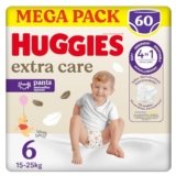 Huggies Extra Care, Pannolini Taglia 6 (15-25 Kg), Mutandina traspirante, Pacco Mega, 60 Pz