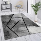 Paco Home Tappeto Grigio Salotto Vintage Pelo Corto Motivo Geometrico Astratto, Dimensione:200×290 cm, Colore:Grigio 2