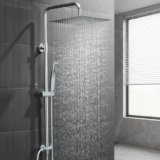 Auralum Colonna Doccia senza Miscelatore, Colonna Doccia Acciaio Inox con Soffione Doccia 30cmx30cm e Saliscendi Doccia Altezza Regolabile 72-110cm, Asta Doccia con Soffione e Doccetta, Doccia Bagno