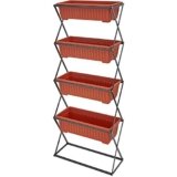 tectake® Fioriera Verticale con 4 Vasi, Fioriera Pieghevole, Scaffale per Piante, Torretta per Erbe, Semenzaio a Letto Caldo, Aiuola Fiorita, Giardino, Balcone, Terrazza, Salvaspazio