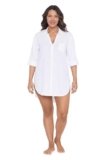 Trimshaper Women’s, Button Down Beach Shirt, White, Large