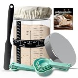 Kmiyivi Sourdough Starter Jar Glass, 35oz Wide Mouth, Glass Jar for Sourdough Starter Kit Beginners, Sourdough Bread Starter Kit, Sourdough Discard jar with Lid, Recipe, Cover, Spoon