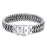 Kuzzoi, 335108, Bracciale da uomo Buddha” in argento Sterling massiccio, lavorato a mano, larghezza 15 mm, peso 52 g, argento, cod. 335108-019
