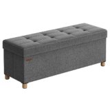 SONGMICS Cassapanca, Pouf Contenitore, Poggiapiedi Pieghevole 38 x 110 x 40 cm, Ottomano con Gambe in Legno, Regge fino a 300 kg, per Soggiorno, Camera da Letto, Dormitorio, Grigio Ardesia LSF018G11