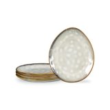 Henten Home Servizio Tavola in Gres Smaltato, 4 Piatti da Dessert, Tapas/piatto di Presentazione, Stoviglie Fatte a mano in Ceramica – Beige