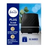 Febreze Plug Scent Booster in Black, Continuous Scent Device Oil Diffuser, Compatible with Febreze Air Freshener Plug in Refills, Giftable for Holidays