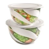 Snips – Insalatiera per Insalata e Verdure, Set Insalatiere 3 e 5L, Ciotola con Coperchio Salva Freschezza Resistente Lavabile, Contenitori per Alimenti Impilabili, Ciotole Cucina Bianco Made in Italy