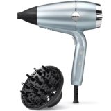 BaByliss ‎D773DE Asciugacapelli Hydro Fusion 2100 W, Asciugatura Rapida, Tecnologia al Plasma, Doppio Sistema ionico, 3 Temperature e 2 Velocità + Tasto Aria Fredda, Concentratore e Diffusore
