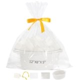 woric Baskets for Gifts Empty with Bag Card Ribbon Tissue Paper Small Woven Basket Gift Baskets with Handles for Valentine’s Day New Year Baby Shower (White 12″X 8″ X 5″)