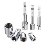 Newder 4 Pezzi 1/2 “3/8” 1/4 “Socket Ratchet Converter Riduttori Adattatori Tool Set+ 3 Pezzi Punta per Trapano, con Codolo Esagonale, Adattatore, 1/4″ 3/8″ 1/2”