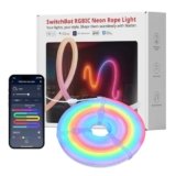 SwitchBot RGBIC Neon Striscia LED, 5M Matter Neon LED Luci Compatibile con Apple Home, Alexa e Google Home, 16 min di colori, Sincronizza Musica e Scene, Luci LED Camera da Letto, Soggiorno