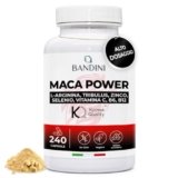 Bandini® MACA POWER 240 Capsule, Maca Peruviana 100% Vegan, Complesso ad Alto Dosaggio con Arginina Kyowa®, Tribulus, Vitamina C, Zinco, B6, B12 e Selenio, Stanchezza Fisica e Mentale, Energia, Sport