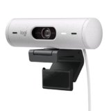 Logitech Brio 500 Webcam Full HD Correzione Luce, Show Mode, Microfono Riduzione del Rumore, Copertura Privacy, Streaming, Funziona con Microsoft Teams, Google Meet, Zoom, Cavo USB-C – Bianco