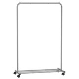 SONGMICS Appendiabiti, Struttura in Metallo, Portabiti Largo 91 cm, con Ripiano Portaoggetti e Rotelle, 2 Ruote con Freni, Portata della Barra Appendiabiti di 40 kg, Grigio HSR025G01