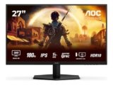 AOC Gaming Q27G42XE Monitor Quad HD da 27 pollici, 180 Hz, 1 ms, FreeSync Prem., G-Sync comp., HDR10 2560×1440, 2x HDMI 2.0, 1x DisplayPort 1.4 nero, 27 pollice QHD, Regolazione altezza – Gsync