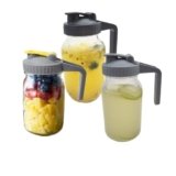 yagyu Mason Jar with Handle Lid,Standard mouth Mouth with Handle Mason Cup, 3 Pack（Excluding bottles）
