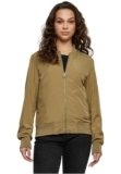 URBAN CLASSICS Giubbotto Bomber da Donna con Polsini a Coste, Giacca a Vento Leggera, Giubbottino Bomber a Maniche Lunghe con Cerniera e Tasche, Colore: Khaki, Taglia: L