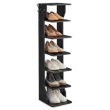 VASAGLE Scarpiera, Scaffale Portascarpe da Ingresso a 7 Livelli, Scarpiera Stretta, per Corridoio, Angolo, Cabina Armadio, Nero LBS200T16