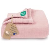 Coperta mussola neonato cotone 100 x 150 cm – Plaid garza coccola teli muslin lenzuolo bambino sottile fasciatoio trapunta leggera neonati tessuto traspirante per bimbi Oeko-Tex Rosa cipria