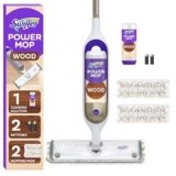 Swiffer Power Mop Wood, Hardwood Floor Cleaner for Mopping Home, Bathroom, Kitchen, All Purpose Multi-Surface Cleaning Set includes PowerMop Wood, 2 Pads, 1 QuickDry Lemon Solution, & 2 Batteries