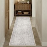 HUGEAR Vintage Passatoia Tappeto Corridoio Grigio Tappeti 60x180cm Cucina Antiscivolo Lavabile in Lavatrice Tapette Camera da Letto Scendiletto Cameretta Ufficio Pelo Corto Lungo Carpet