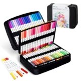 Ohuhu 120 Colori Pennarelli a Base d’Acqua – Inchiostro Amico della Carta, Brush Pen Doppia Punta (Pennello + Fineliner) – Marker Pennarelli Per Adulti, Calligrafia e Disegno, Serie Pupe