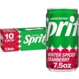 Sprite Winter Spiced Cranberry Soda Soft Drink Fridge Pack, 7.5 fl oz Mini Cans, 10 Pack