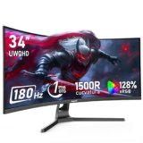 Gawfolk Monitor Ultrawide Da 34 Pollici 1500R Curvo 180Hz Monitor Per Computer Da Gioco, 21:9 UWQHD (3440×1440),128% sRGB,Adaptive Sync,HDR,Angolo di visione 178°,HDMI、Display Port,VESA75×75MM – Nero