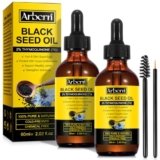 2 Pack Black Seed Oil Organic Cold Pressed,100% Pure & Natural Liquid Black Seed Oil Cold Pressed Glass Bottle 60ML for Skin Cares, Nourishes and Hydrates Hair